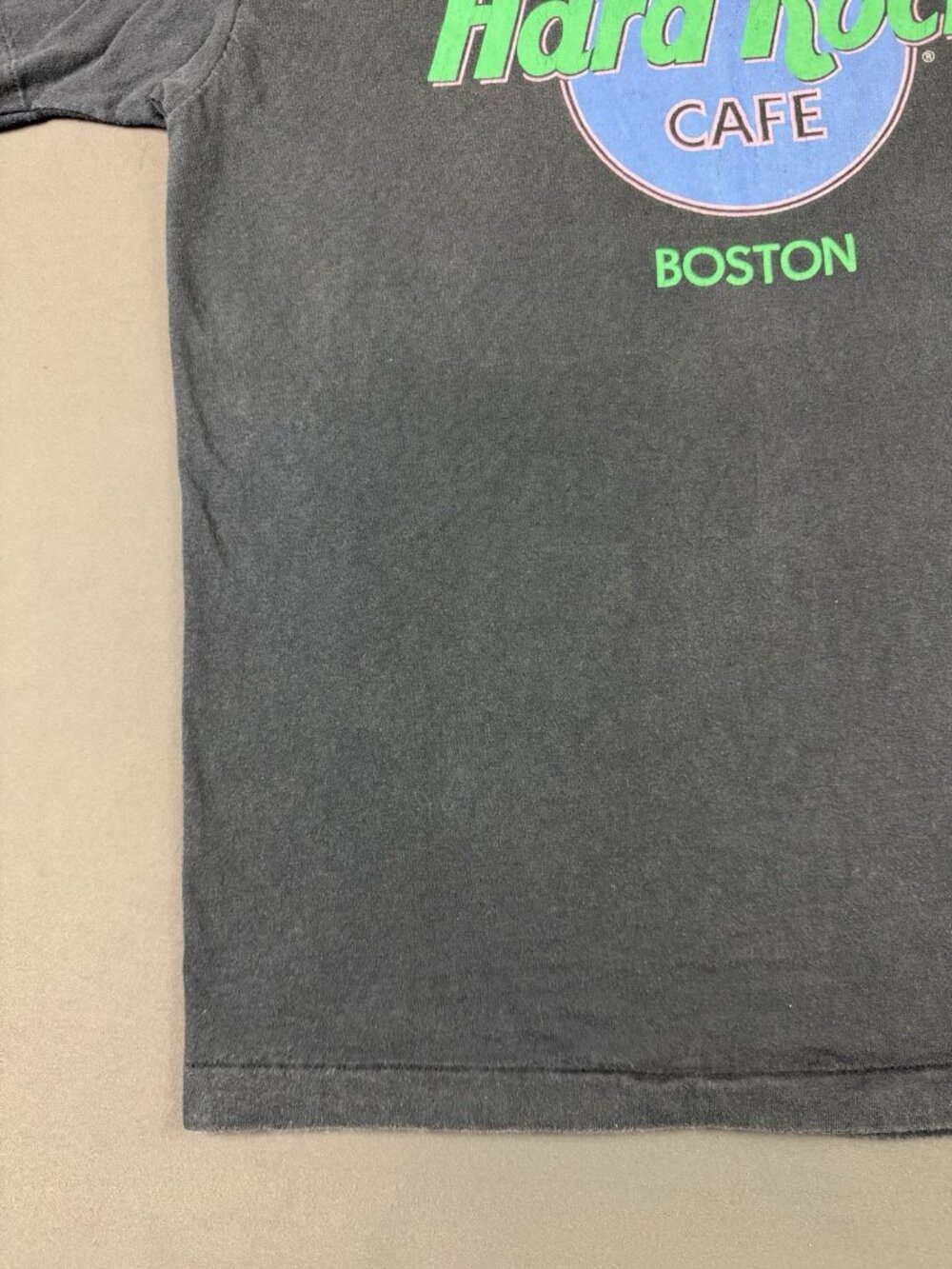 Rare Vintage 90s Hard Rock Cafe Boston Art Sun Fade Black Large Promo Tee - Picture 4 of 8